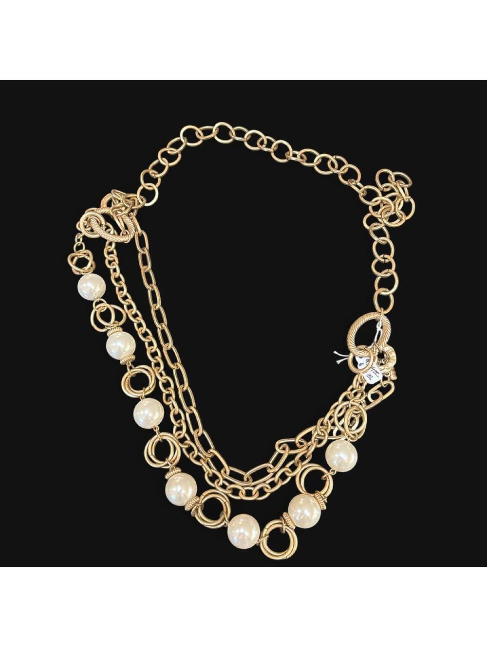 2-Vintage Premier Designs multi-strand necklace featuring gold-tone chains‎